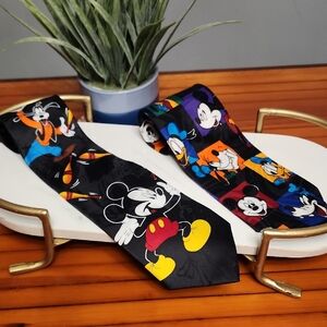 Vintage Disney Colorful Mickey Mouse Ties (Goofy, Pluto, Donald Duck, & Mickey)